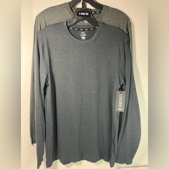 LEG3ND Super Soft Light Weight Stretch Moisture Wicking Long Sleeve 2pc Crews - Picture 1 of 11